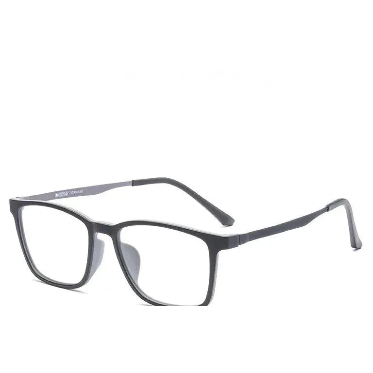 Kocolior Unisex Full Rim Square Tr 90 Titanium Hyperopic Reading Glasses 3067 - Black Gray / +25