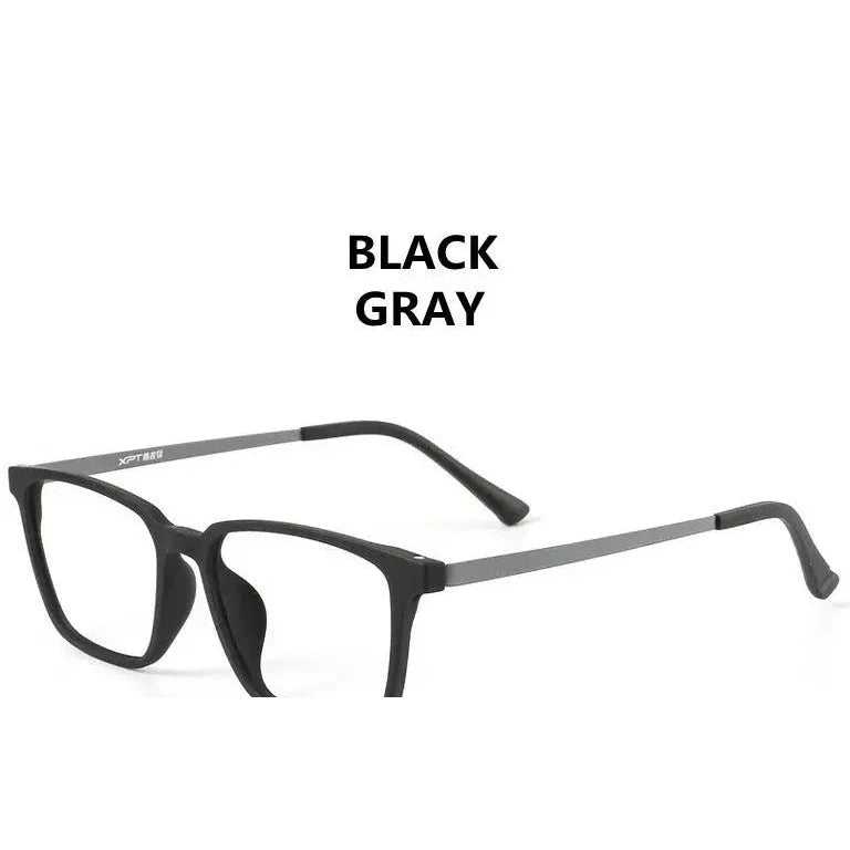 Kocolior Unisex Full Rim Square Tr 90 Titanium Hyperopic Reading Glasses 98221 - Black Gray / China / +100