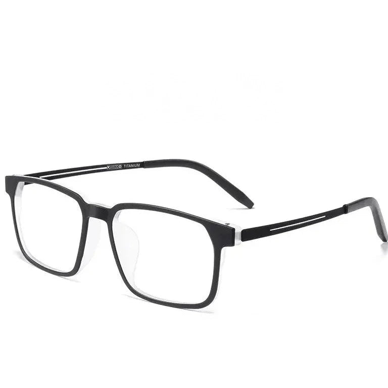 Kocolior Unisex Full Rim Square Tr 90 Titanium Hyperopic Reading Glasses 88781 - Black White / 0