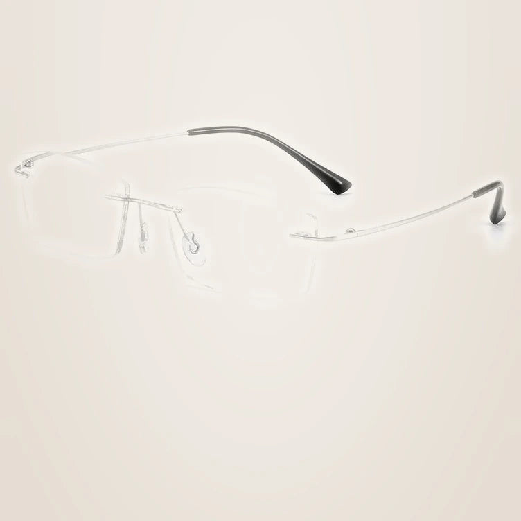 Kocolior Unisex Rimless Square Titanium Hyperopic Reading Glasses 8161 - Hyperopia 100 / China