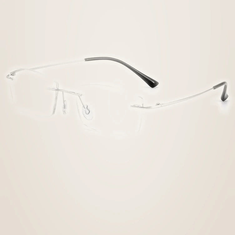 Kocolior Unisex Rimless Square Titanium Hyperopic Reading Glasses 8161 - Hyperopia 150 / China