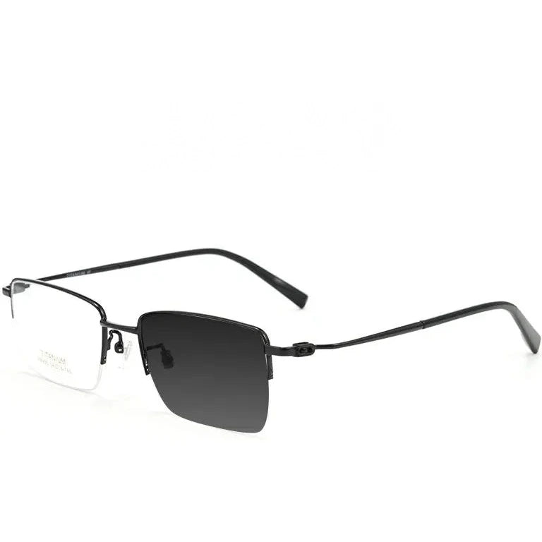 Kocolior Unisex Semi Rim Square Titanium Photochromic Reading Glasses 69908 - PHOTO Black / Myopia-150