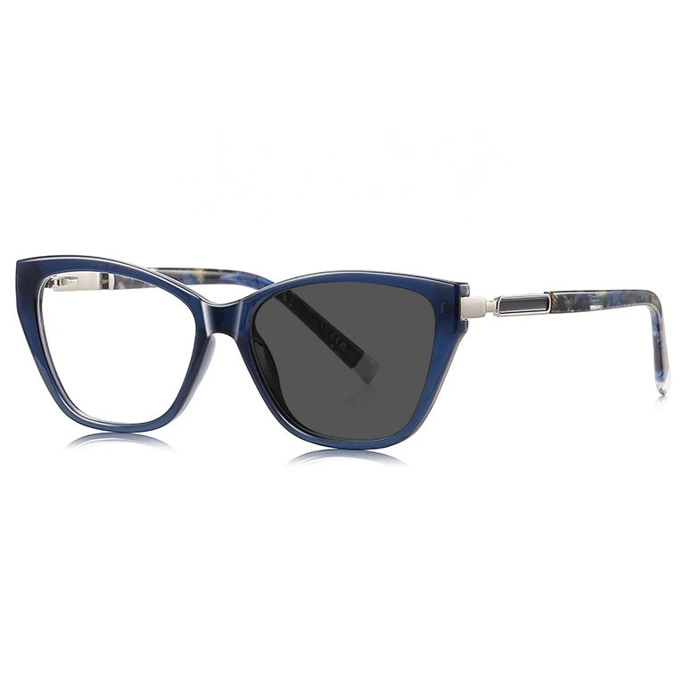 Kocolior Women's Full Rim Cat Eye Acetate Photochromic Reading Glasses 72209 - PHOTO Blue / +75