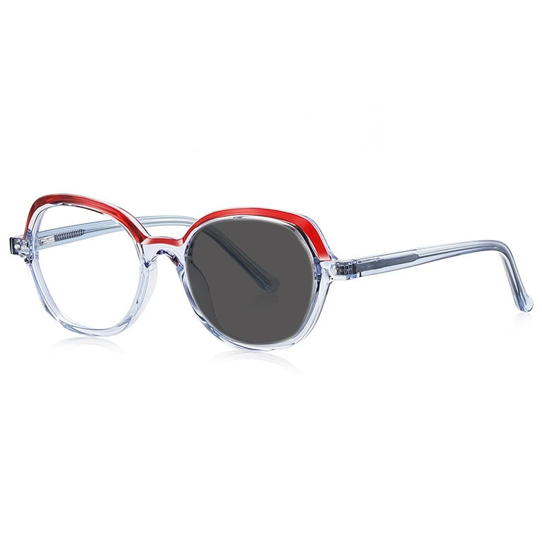 Kocolior Women's Full Rim Oval Tr 90 Alloy Photochromic Reading Glasses 242051 - PHOTO Blue / +125