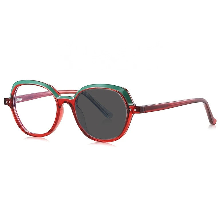 Kocolior Women's Full Rim Oval Tr 90 Alloy Photochromic Reading Glasses 242051 - PHOTO Red / +450