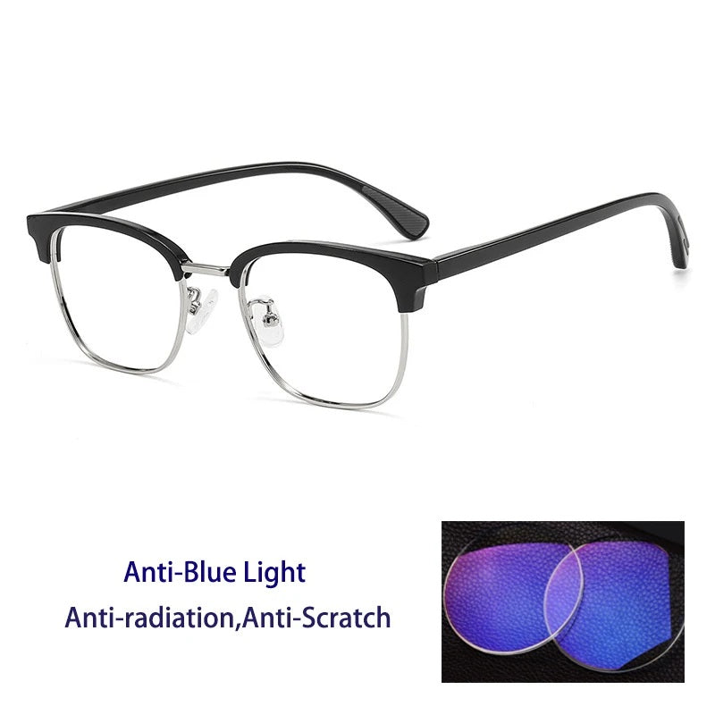 Kocolior Women's Full Rim Round Tr 90 Acetate Photochromic Reading Glasses 715098 - PHOTO Black Silver
