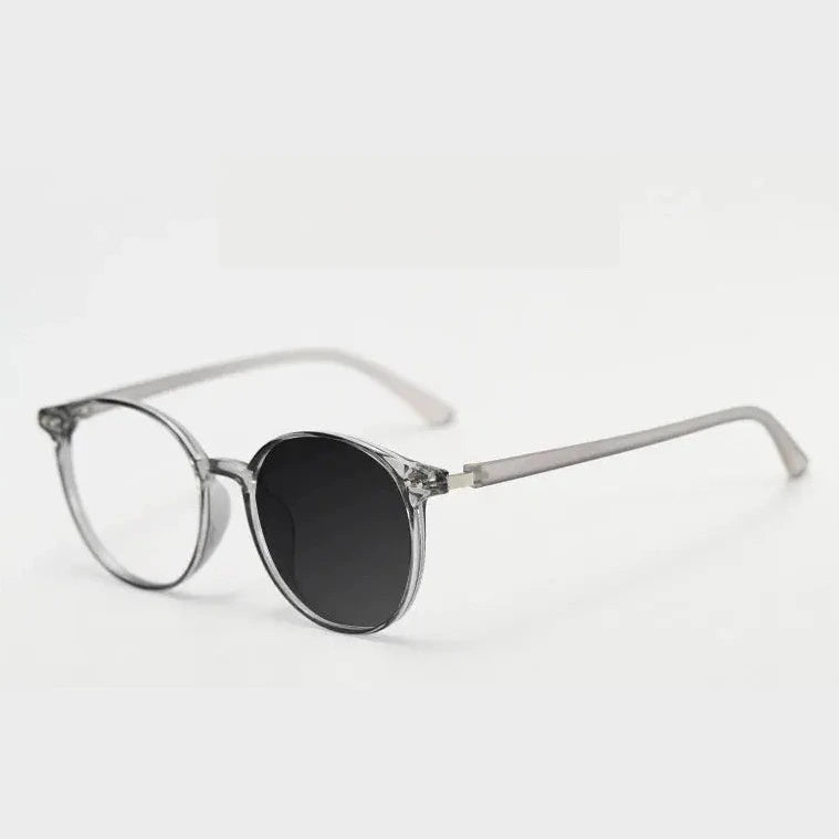 Kocolior Women's Full Rim Round Tr 90 Alloy Photochromic Reading Glasses 38055 - PHOTO Gray / +350