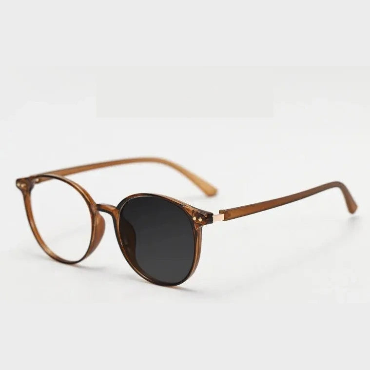 Kocolior Women's Full Rim Round Tr 90 Alloy Photochromic Reading Glasses 38055 - PHOTO Tea / 0