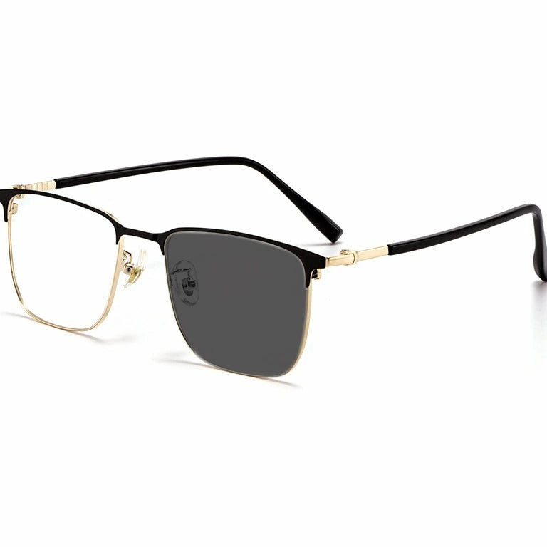 Kocolior Women's Full Rim Square Alloy Photochromic Reading Glasses 398619 - PHOTO Gold / +550