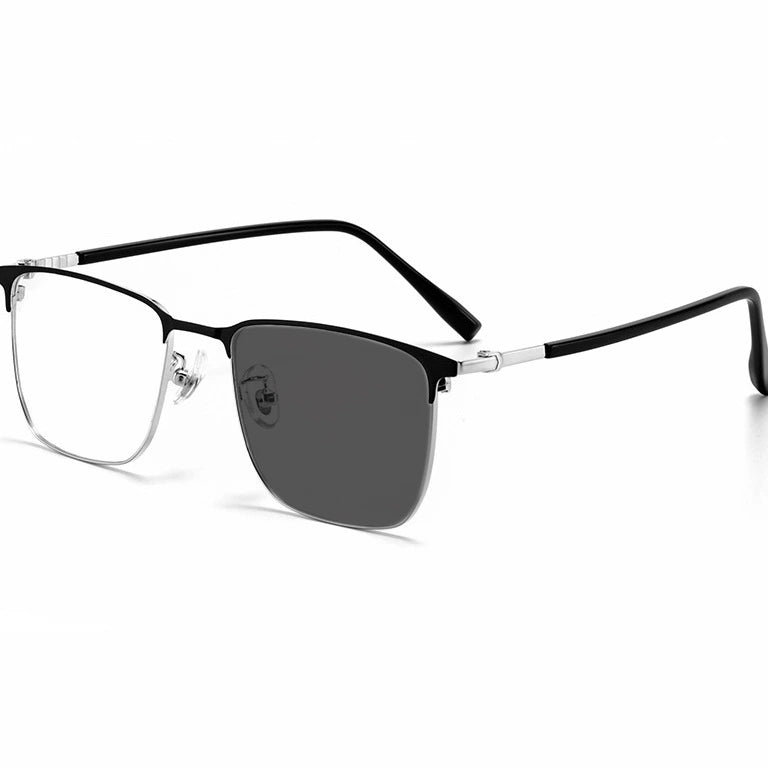 Kocolior Women's Full Rim Square Alloy Photochromic Reading Glasses 398619 - PHOTO Silver / +600