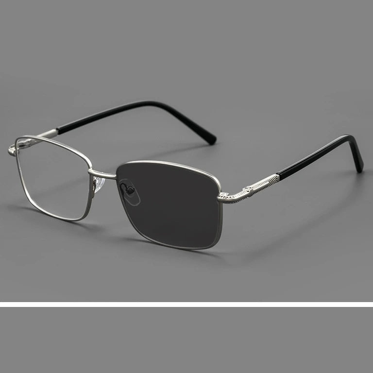 Kocolior Women's Full Rim Square Alloy Photochromic Reading Glasses 77021 - PHOTO Silver / +75