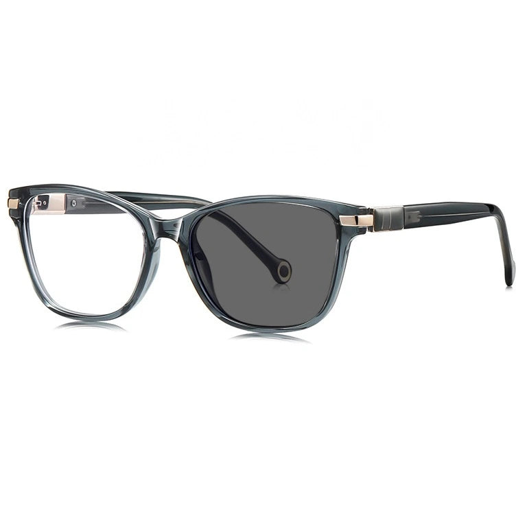 Kocolior Women's Full Rim Square Cat Eye Acetate Photochromic Reading Glasses 512221 - Photochromic Gray / CHINA / +600