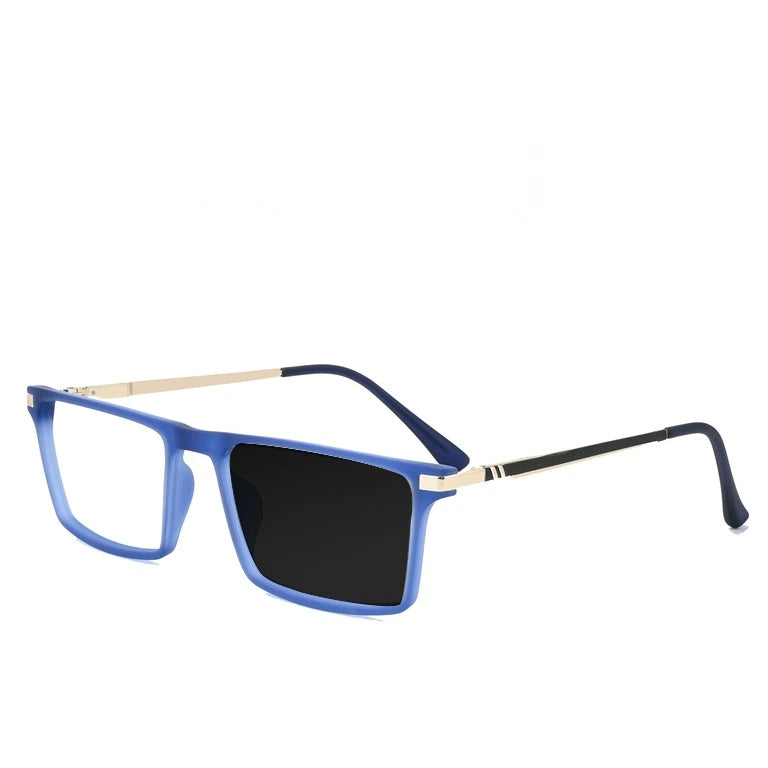 Kocolior Women's Full Rim Square TR 90 Alloy Photochromic Reading Glasses 726092 - PHOTO Blue / Myopia-500