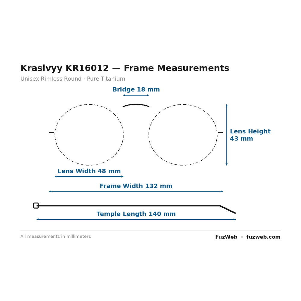 Krasivyy KR16012 Eyeglasses — Frame Dimensions and Sizing Chart