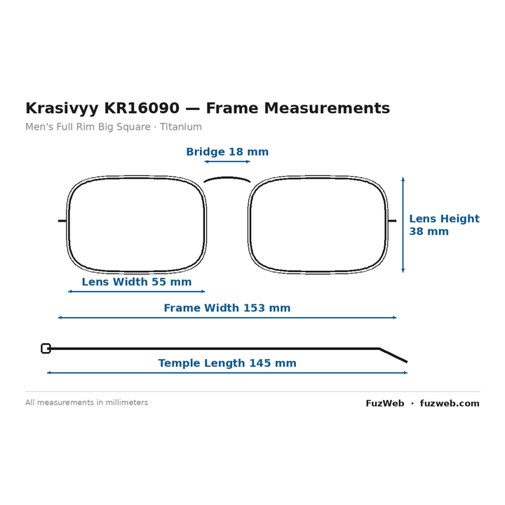 Krasivyy KR16090 Eyeglasses — Frame Dimensions and Sizing Chart