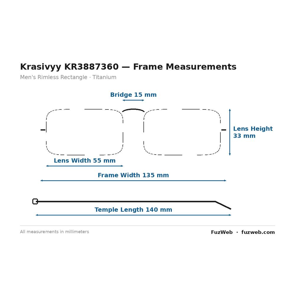 Krasivyy KR3887360 Eyeglasses — Frame Dimensions and Sizing Chart