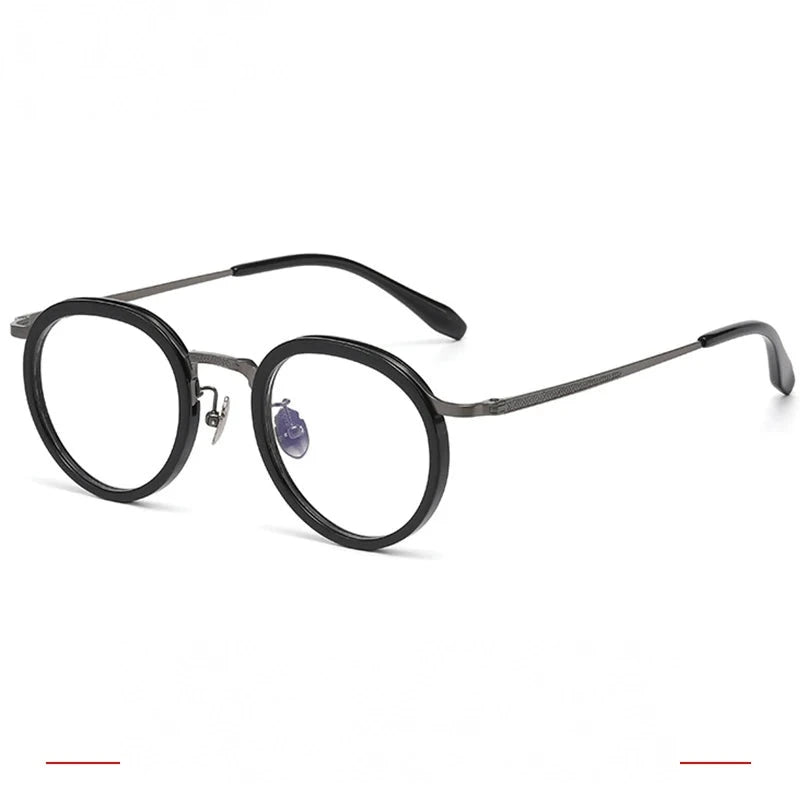 Krasivyy Men's Full Rim Big Round Titanium Prescription Eyeglasses ARLT6875 - Black Gun