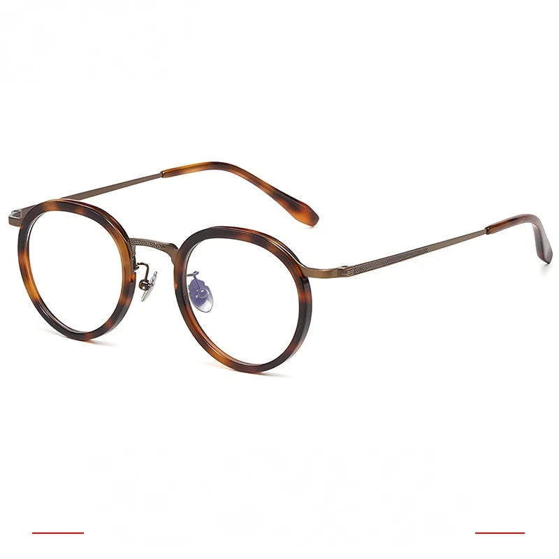 Krasivyy Men's Full Rim Big Round Titanium Prescription Eyeglasses ARLT6875 - Copper Brown