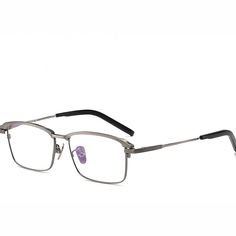 Krasivyy Men's Full Rim Big Square Titanium Prescription Eyeglasses KR941 - Gun