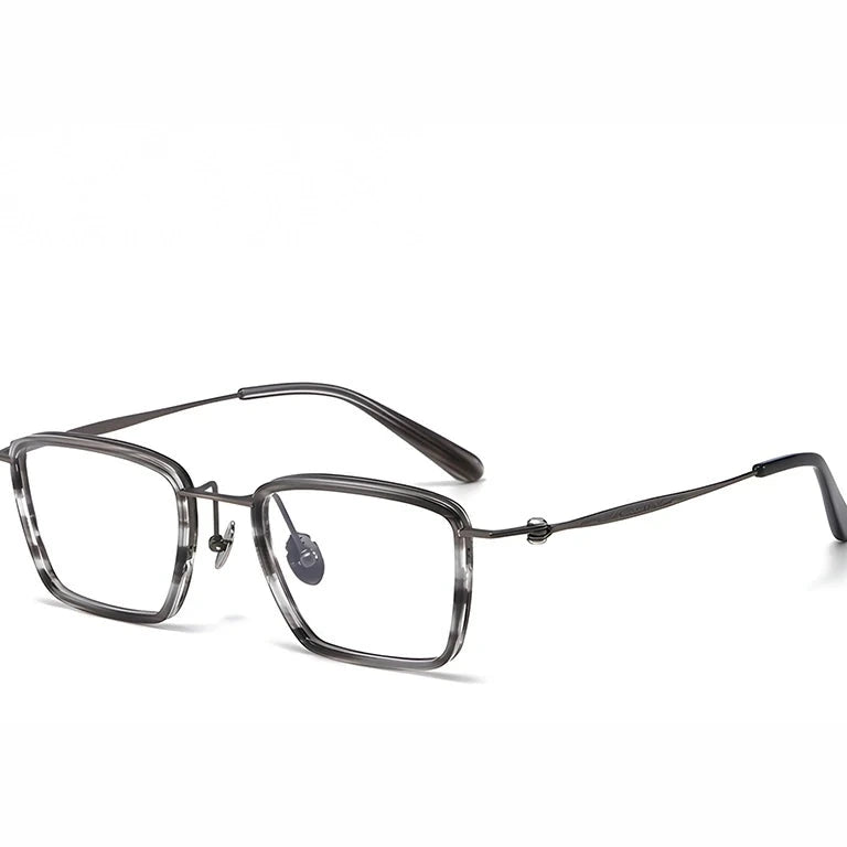 Krasivyy Men's Full Rim Big Square Titanium Prescription Eyeglasses KR6902 - Gun