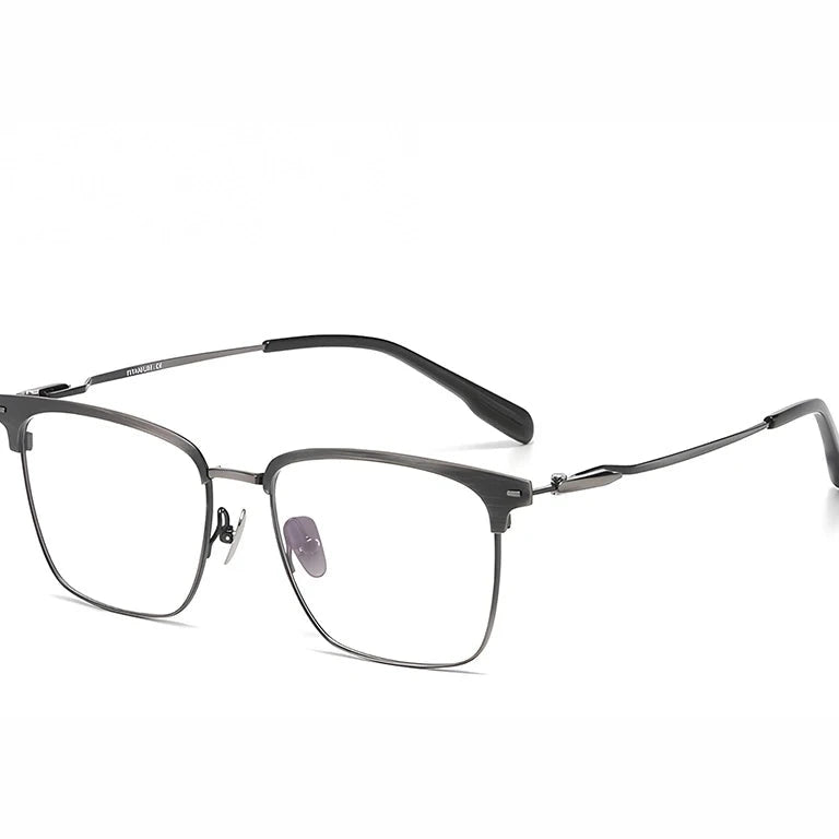 Krasivyy Men's Full Rim Big Square Titanium Prescription Eyeglasses KR0072 - Wire Drawing Gun