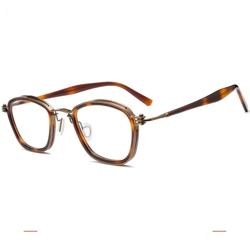 Krasivyy Men's Full Rim Oval Square Acetate Titanium Eyeglasses 55861 - Copper Brown