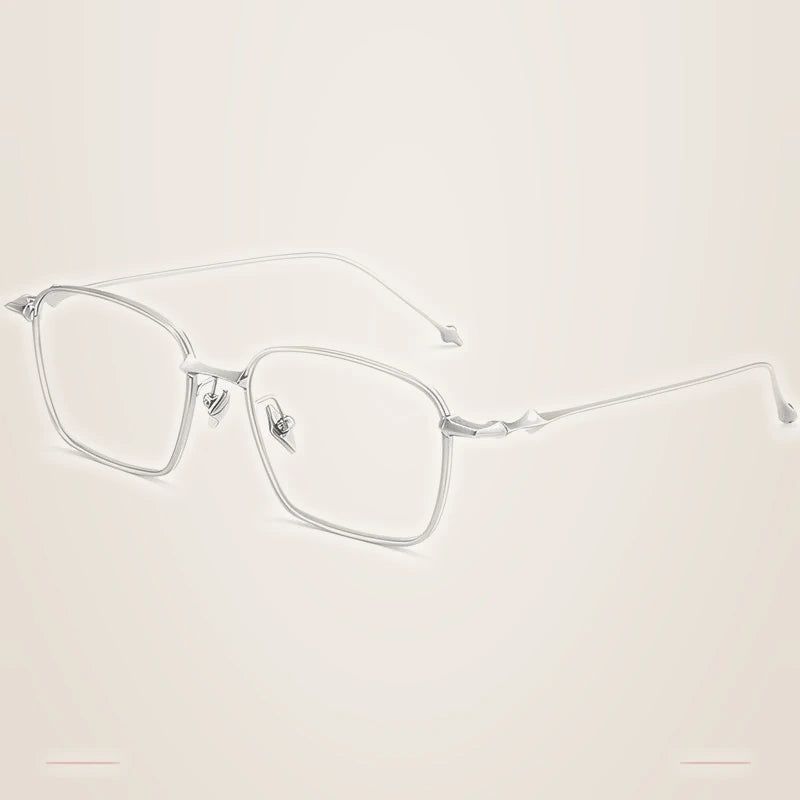 Krasivyy Men's Full Rim Polygon Square Titanium Eyeglasses 61491 - Bright Silver