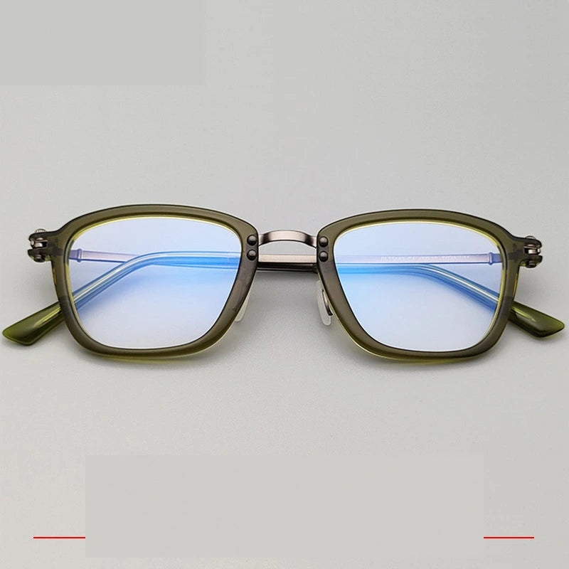 Krasivyy Men's Full Rim Polygon Square Titanium Acetate Eyeglasses 75880 - Gun Green