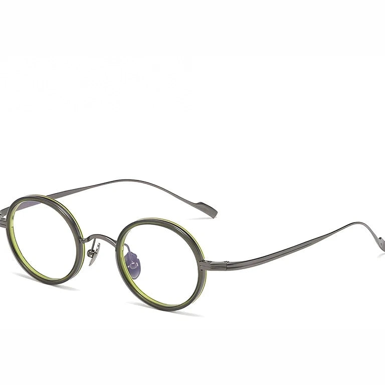 Krasivyy Men's Full Rim Round Titanium Prescription Eyeglasses ARLT6080 - Gun