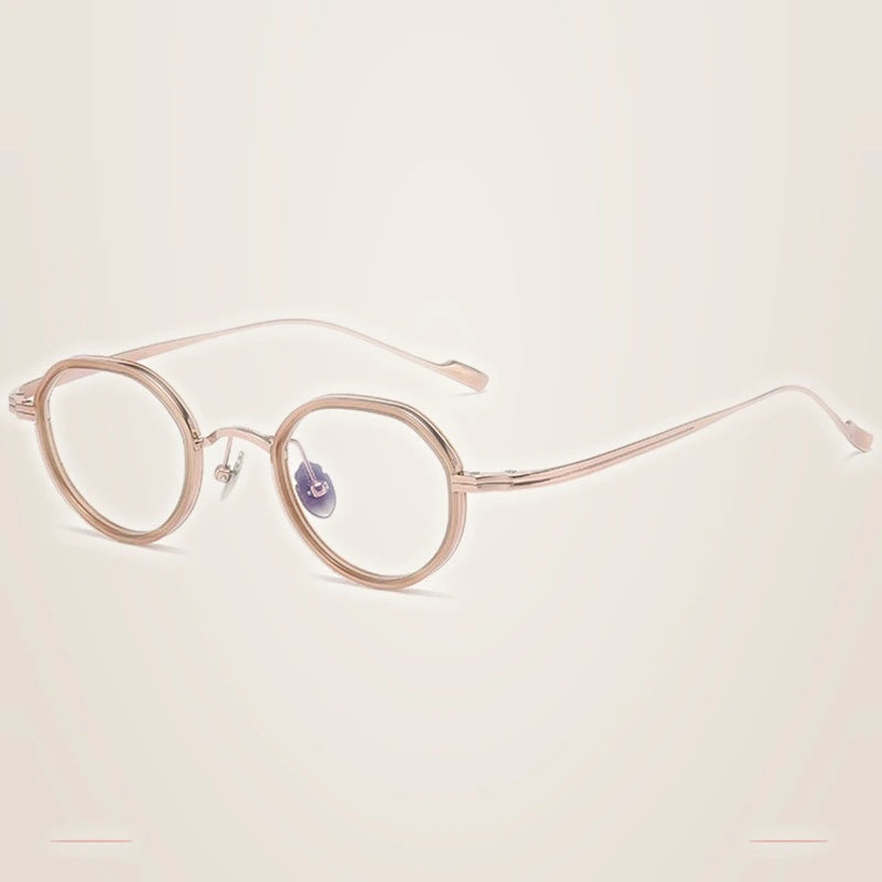Krasivyy Men's Full Rim Round Titanium Prescription Eyeglasses ARLT6079 - Rose Gold