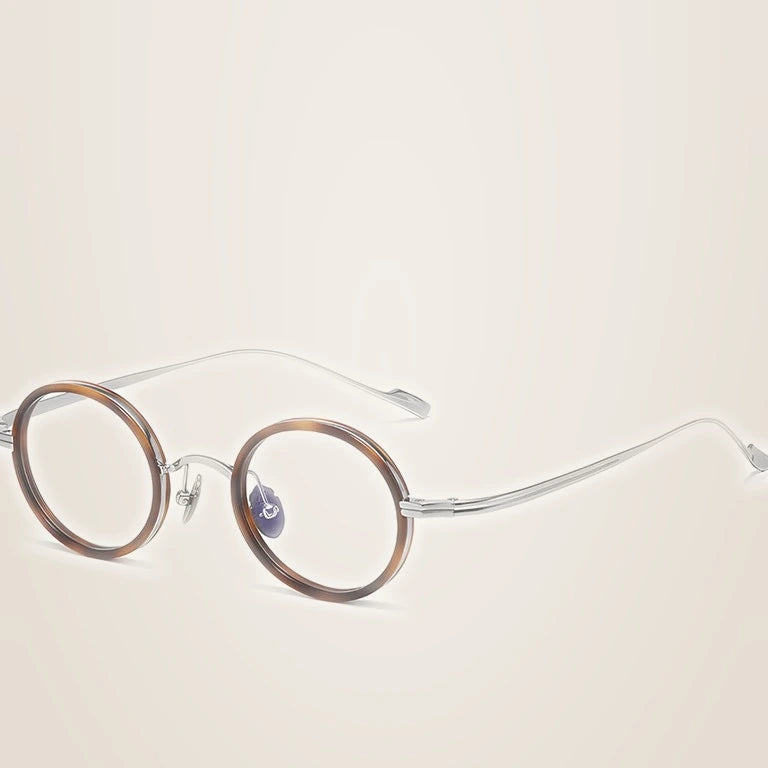 Krasivyy Men's Full Rim Round Titanium Prescription Eyeglasses ARLT6080 - Silver