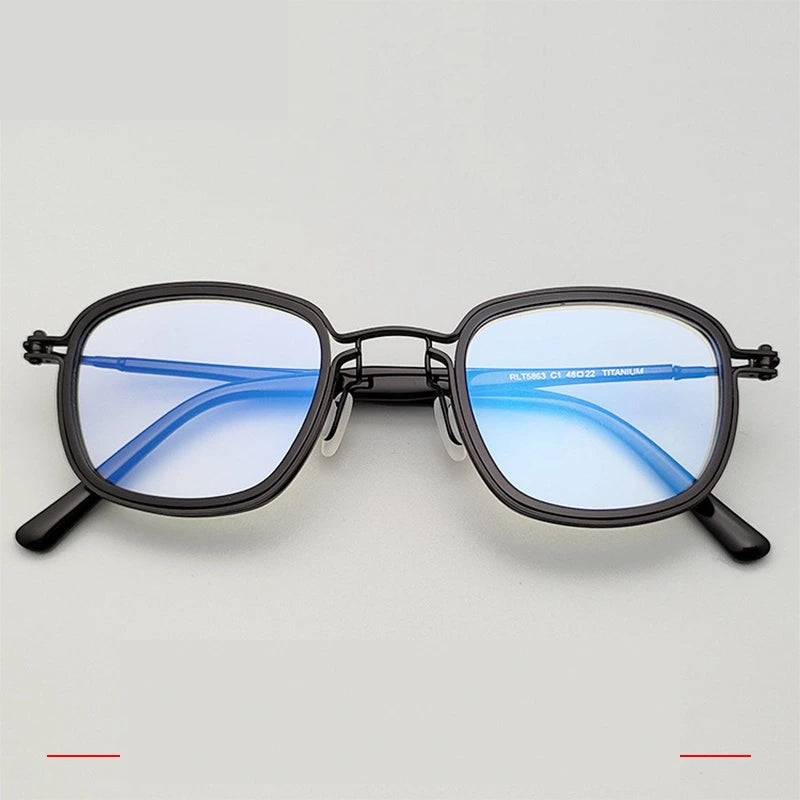 Krasivyy Men's Full Rim Square Acetate Titanium Eyeglasses 35863 - Black