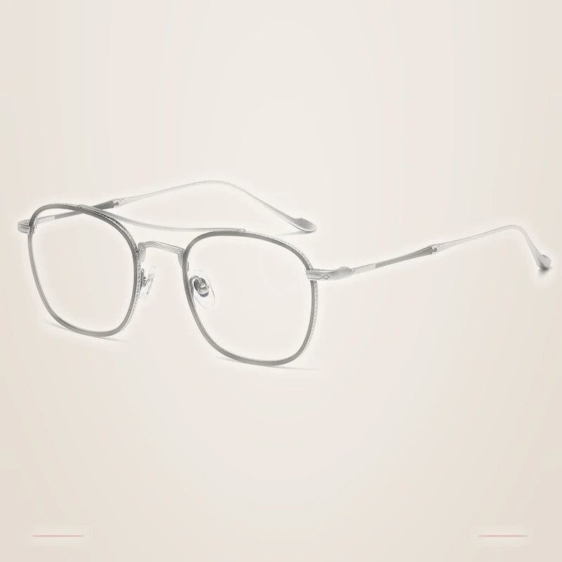 Krasivyy Men's Full Rim Square Double Bridge Titanium Eyeglasses 75925 - Silver