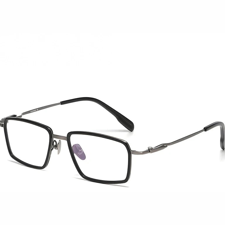 Krasivyy Men's Full Rim Square Titanium Prescription Eyeglasses KR0061 - Black Gun
