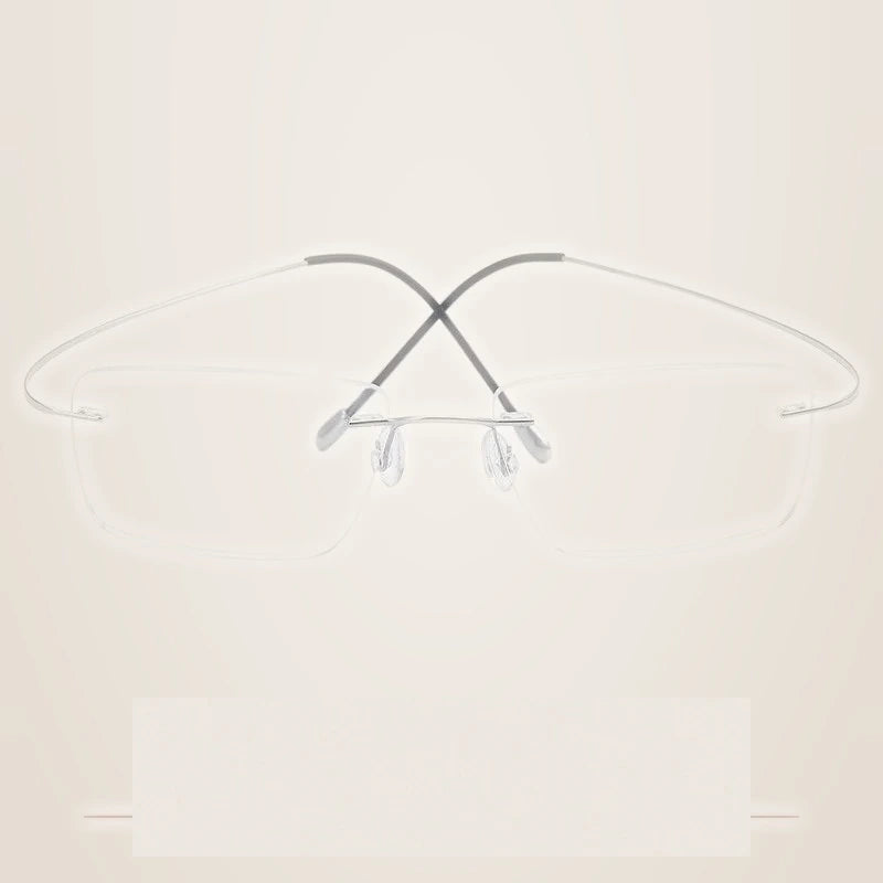 Krasivyy Men's Rimless Square Titanium Eyeglasses Kr16064 - Bright Silver