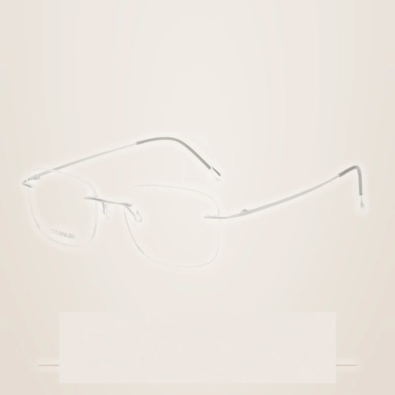 Krasivyy Men's Rimless Square Titanium Eyeglasses Kr16010 - Matt Silver