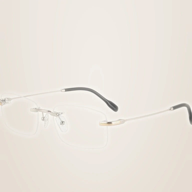 Krasivyy Men's Rimless Square Titanium Prescription Eyeglasses KR50025 - Bright Silver