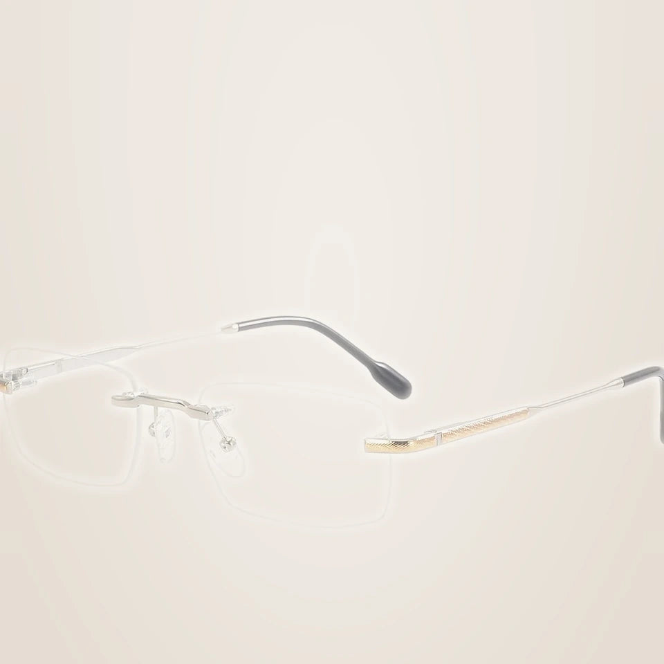 Krasivyy Men's Rimless Square Titanium Prescription Eyeglasses KR50028 - Bright Silver