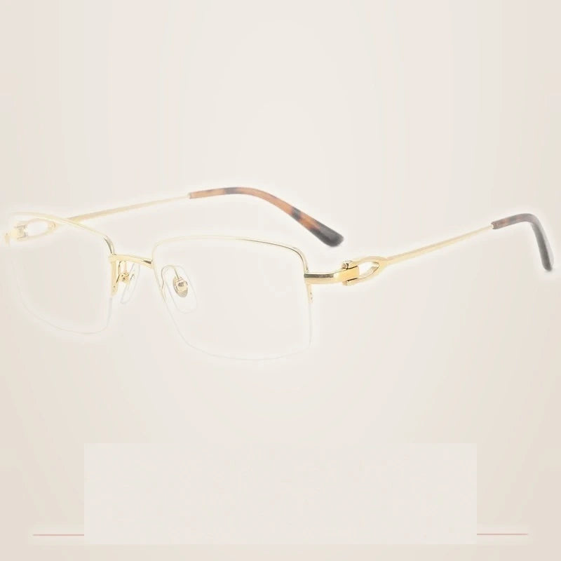Krasivyy Men's Semi Rim Big Square Titanium Eyeglasses  420319 - Bright  Gold