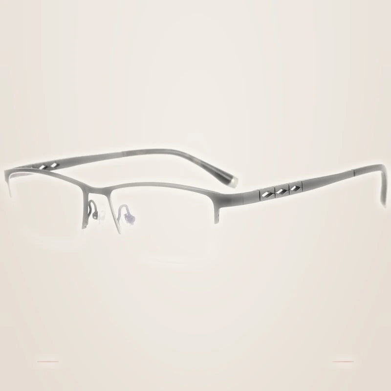 Krasivyy Men's Semi Rim Big Square Titanium Eyeglasses 60076 - Matt Gun