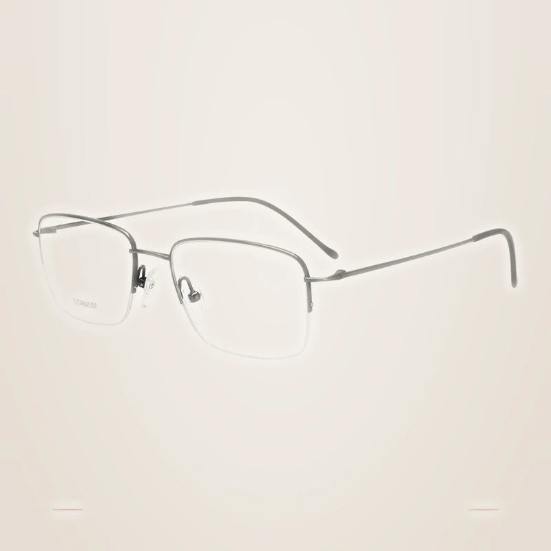 Krasivyy Men's Semi Rim Square Titanium Eyeglasses 16049 - Matt Black