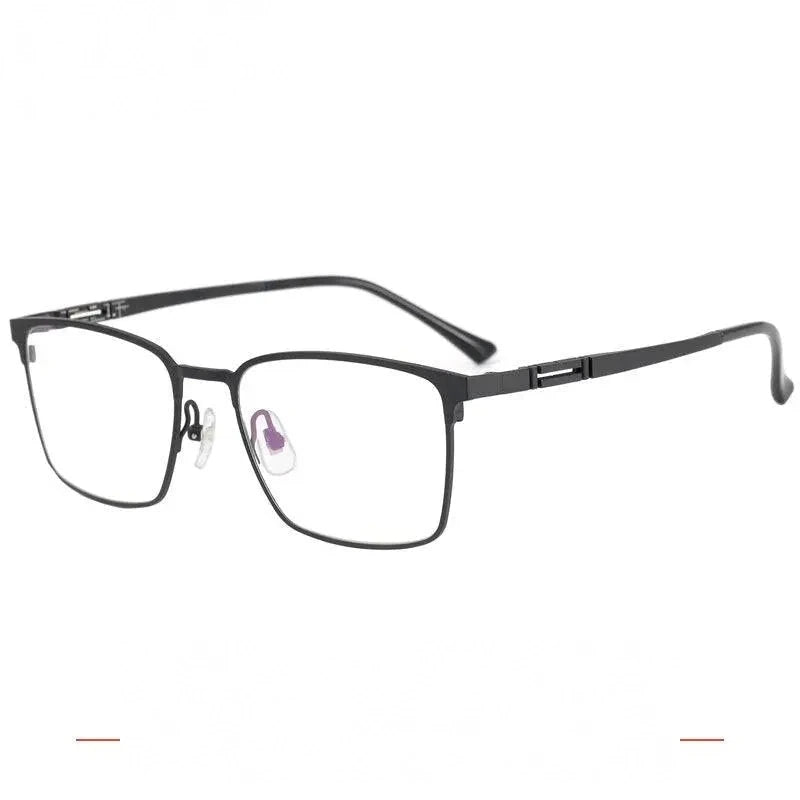 Krasivyy Men's Semi Rim Square Titanium Eyeglasses - Matt Black / CN