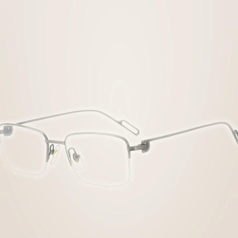 Krasivyy Men's Semi Rim Square Titanium Prescription Eyeglasses KR0218O - Bright Gun