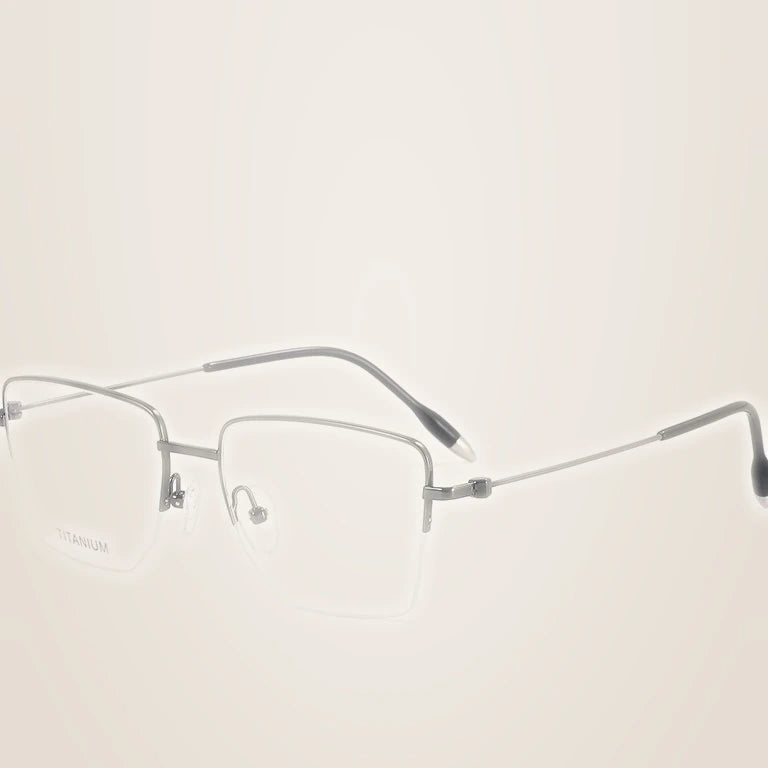 Krasivyy Men's Semi Rim Square Titanium Prescription Eyeglasses KR5021 - Bright Gun