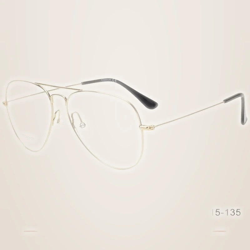 Krasivyy Unisex Full Rim Oval Double Bridge Titanium Eyeglasses 716050 - L  Bright Gold / CN