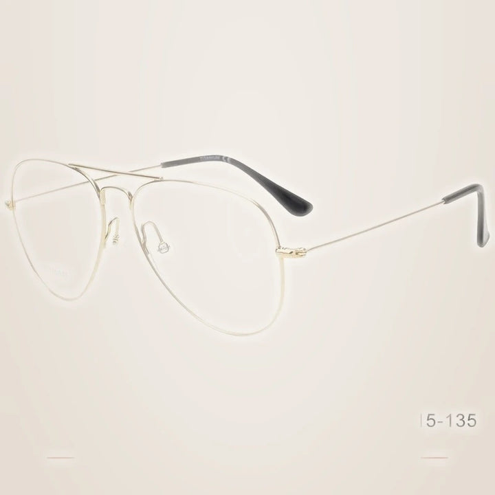 Krasivyy Unisex Full Rim Oval Double Bridge Titanium Eyeglasses 716050 - L  Bright Gold / CN