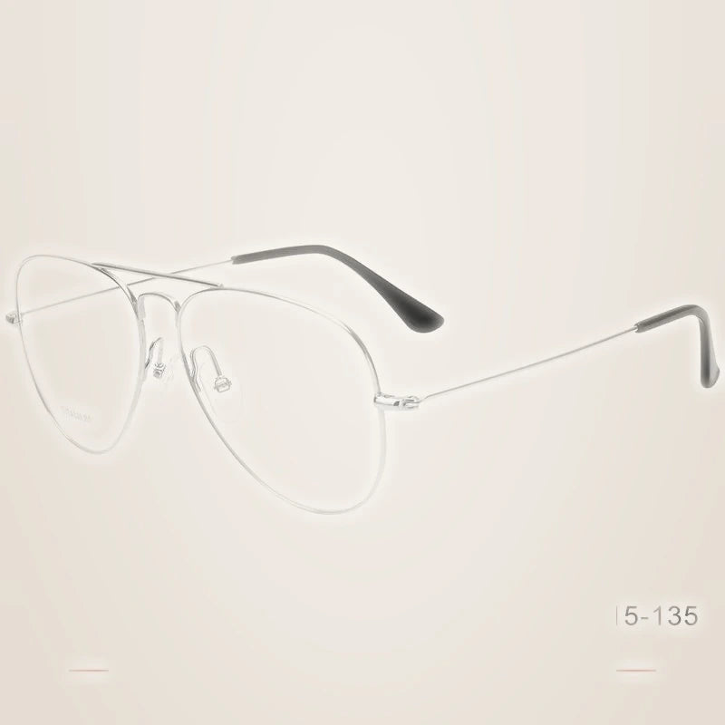 Krasivyy Unisex Full Rim Oval Double Bridge Titanium Eyeglasses 716050 - L  Bright Silver / CN