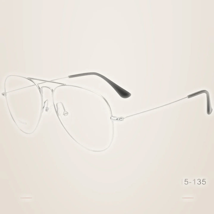 Krasivyy Unisex Full Rim Oval Double Bridge Titanium Eyeglasses 716050 - L  Bright Silver / CN