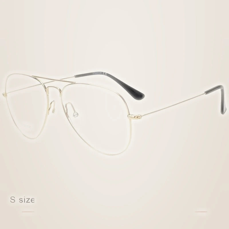 Krasivyy Unisex Full Rim Oval Double Bridge Titanium Eyeglasses 716050 - S  Bright Gold / CN