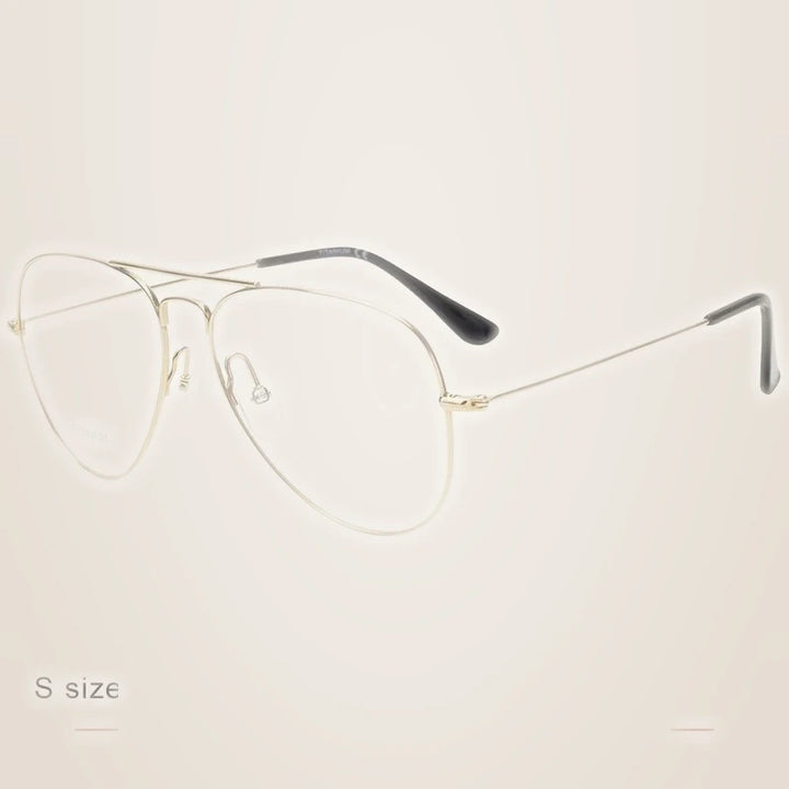 Krasivyy Unisex Full Rim Oval Double Bridge Titanium Eyeglasses 716050 - S  Bright Gold / CN